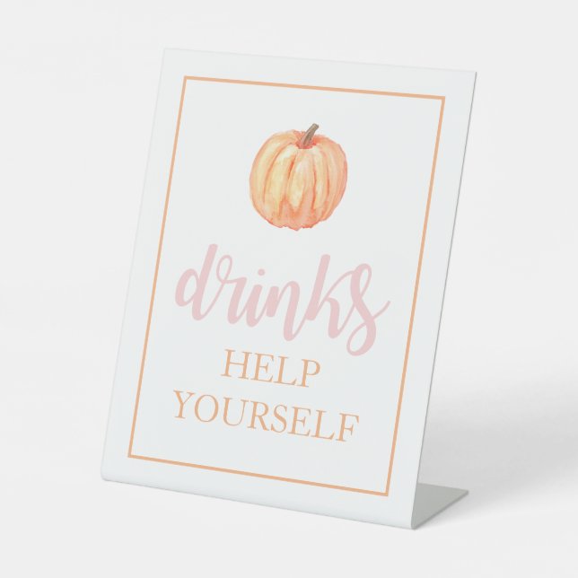 Signe De Table Petit Citrouille Pastel Rose Automne Anniversaire  (Recto)
