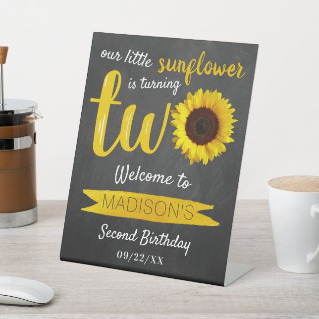 Signe De Table Petit tournesol 2e anniversaire Bienvenue (In SItu)