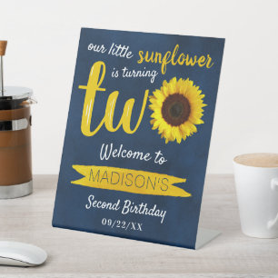 Signe De Table Petit tournesol 2e anniversaire Bienvenue