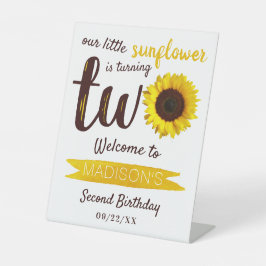 Signe De Table Petit tournesol 2e anniversaire Bienvenue