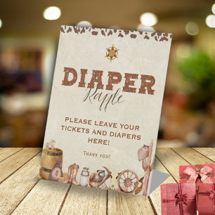 Signe De Table Petit Western Cowboy Baby shower Déchets Raffle