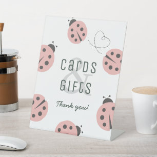 Signe De Table Petite coccinelle d'amour Cartes et cadeaux rose
