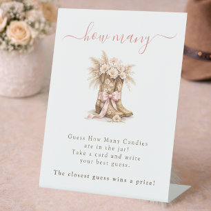 Signe De Table Petite Fille de Cow-Boy Baby Shower Party Devinez 