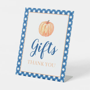 Signe De Table Petits citrouilles cadeaux d'anniversaire bleu aut