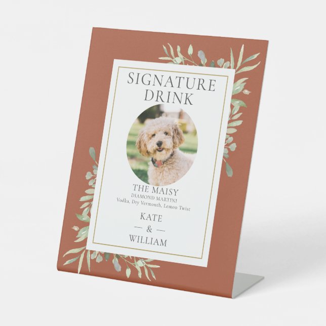 Signe De Table Photo Animaux de compagnie Signature Boire Verdure (Recto)