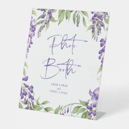 Signe De Table Photo Booth Purple Floral Script Mariage