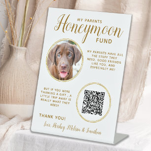 Signe De Table Photo de chien Mariage d'animal de compagnie Gold 