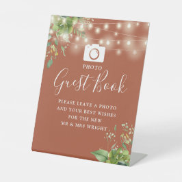 Signe De Table Photo Livre d'Invité Vert Mariage en terre cuite