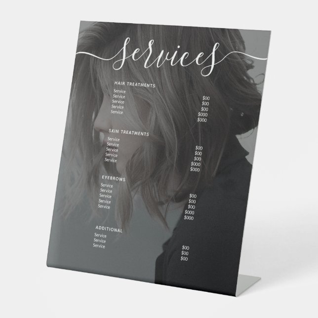 Signe De Table Photo moderne Salon simple Service Menu Prix (Recto)