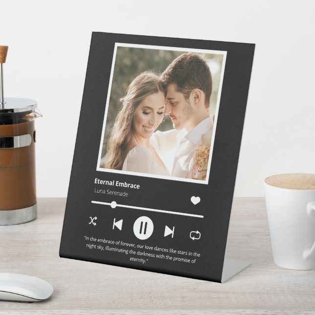 Signe De Table Photo Music Player Personnalisé Noir (In SItu)