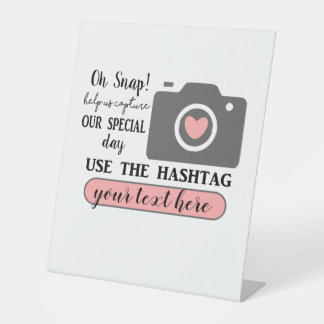 Signe De Table Photo personnalisée du Mariage de hashtag