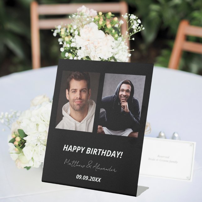 Signe De Table Photo personnalisée noir amis blancs (Créateur téléchargé)