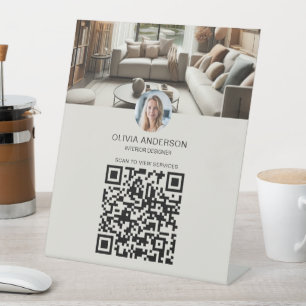Signe De Table Photo personnalisée QR Code Entreprise
