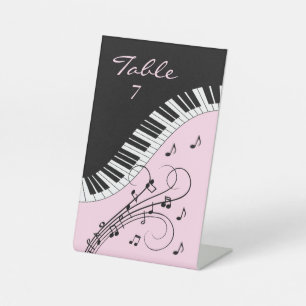 Signe De Table Piano Keyboard Black and White Music Design Pink