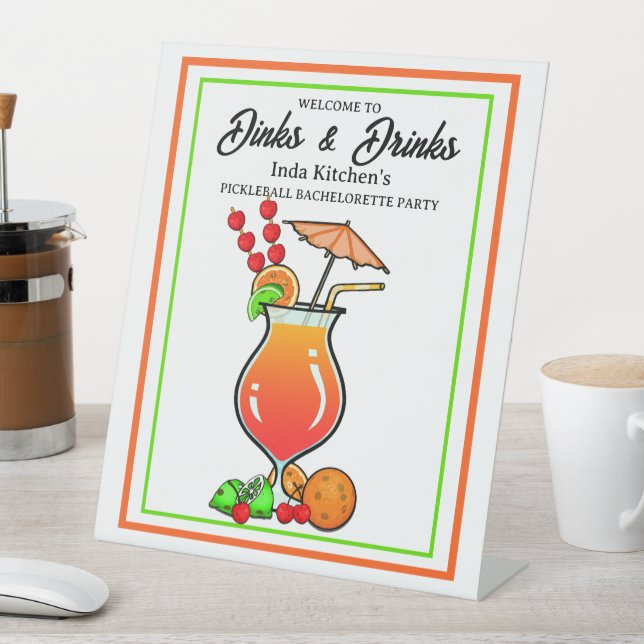 Signe De Table Pickleball Bachelorette Mariage Dinks & Boissons (In SItu)