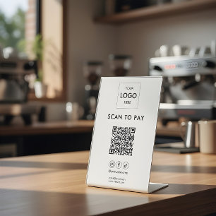 Signe De Table Pied de signalisation de code QR de logo d'entrepr