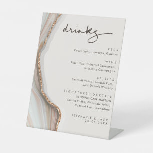 Signe De Table Pierre Marbre Agate Mariage Boissons Bar Menu Pede