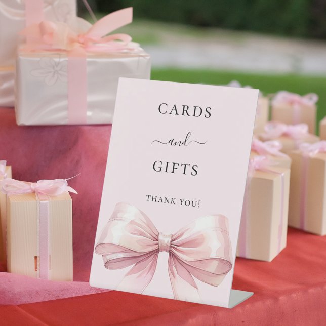 Signe De Table Pink bow girl cards gifts sign (Créateur téléchargé)