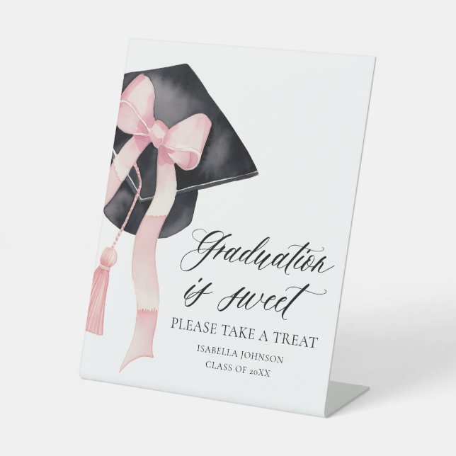 Signe De Table Pink Bow Gradation Casquette Graduation est Sweet  (Recto)