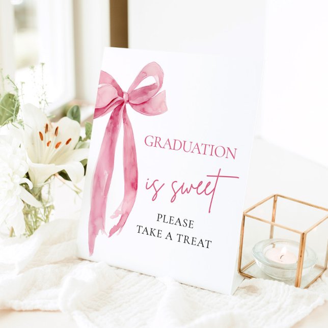 Signe De Table Pink Bow Graduation is Sweet Please Take A Treat (Créateur téléchargé)