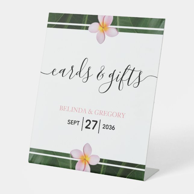 Signe De Table Pink Frangipani Plumeria Cartes de Mariage & Cadea (Recto)