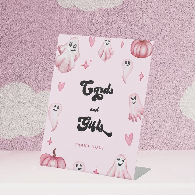Signe De Table Pink Ghost Little Boo Cartes Baby showers Cadeaux  (Créateur téléchargé)