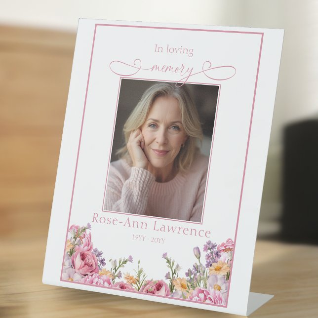 Signe De Table Pink Peonies In Loving Memory Tribute Remebrance (Créateur téléchargé)