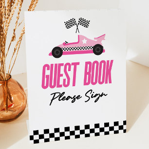 Signe De Table Pink Race Car Racecar Invité Book Party