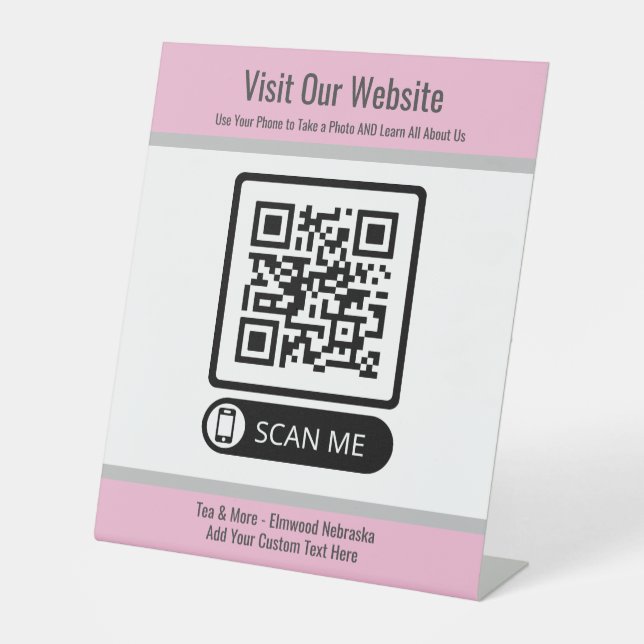 Signe De Table Pink Small Business Créer QR Code Web Signer (Recto)