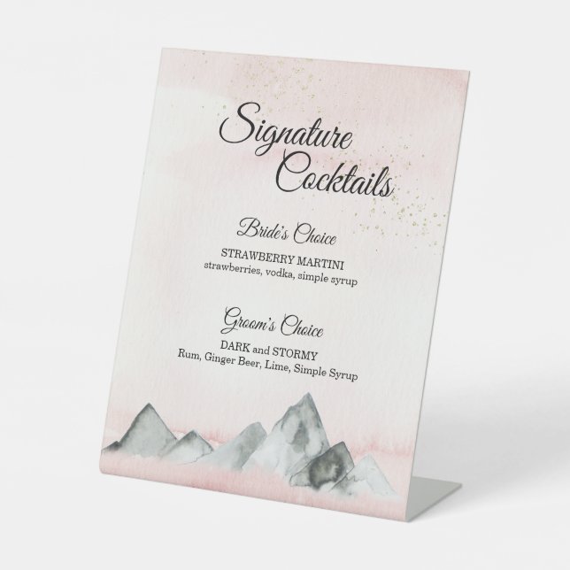 Signe De Table Pink Sunrise Mountain Cocktail Menu Signal Piédest (Recto)