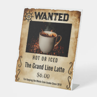 Signe De Table Pirate Bounty Wanted Poster Cafe Style 