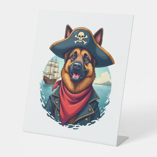 Signe De Table Pirate de chien berger allemand (Recto)