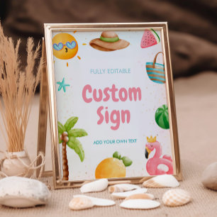 Signe De Table Piscine, Plage tropicale Symbole d'anniversaire