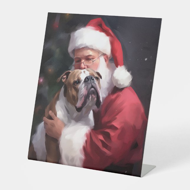 Signe De Table Pitbull avec Noël Festif du Père Noël (Recto)