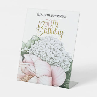 Signe De Table Pivoine Rose Gâteau Floral 50e Anniversaire 