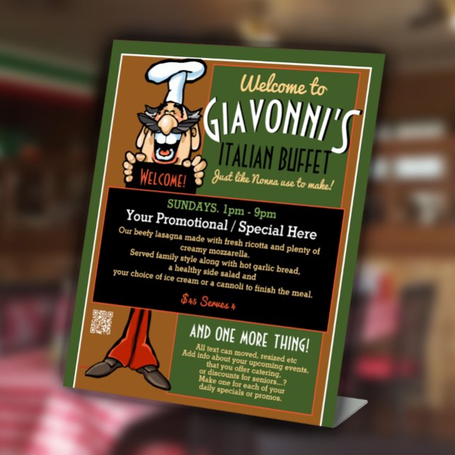 Signe De Table Pizzeria Restaurant Italien Spécialités Menu Promo (Créateur téléchargé)