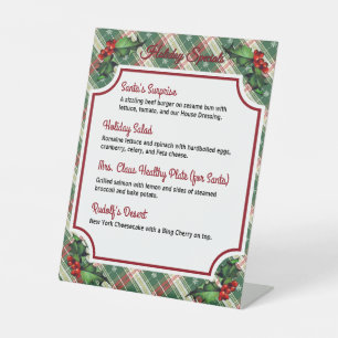 Signe De Table Plaid de Noël avec spécialité du restaurant Holly
