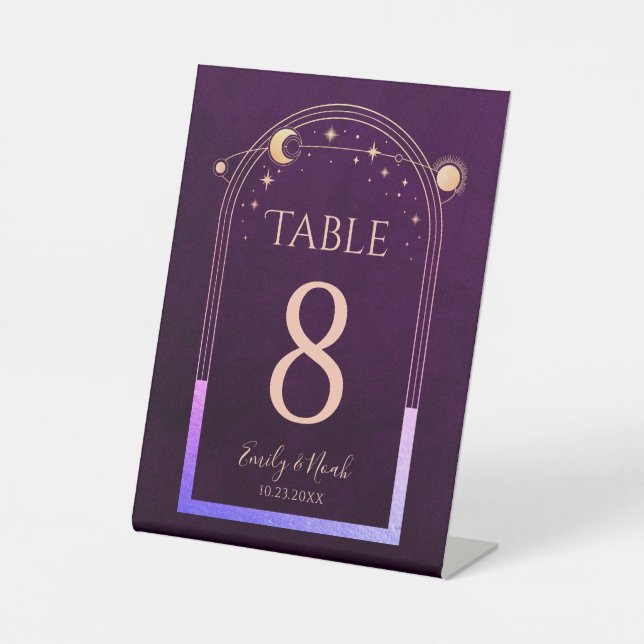 Signe De Table Plum arc-en-ciel mystique Sun Moon Stars Mariage (Recto)
