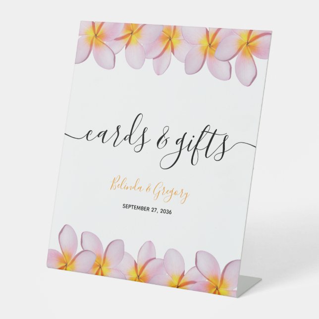 Signe De Table Plumeria rose Frangipani Cartes de Mariage & Cadea (Recto)