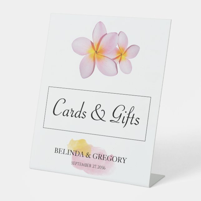 Signe De Table Plumeria tropicale Frangipani Cartes de Mariage Ca (Recto)