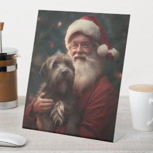 Signe De Table Pointeur à poils durs Griffon Noël du Père Noël