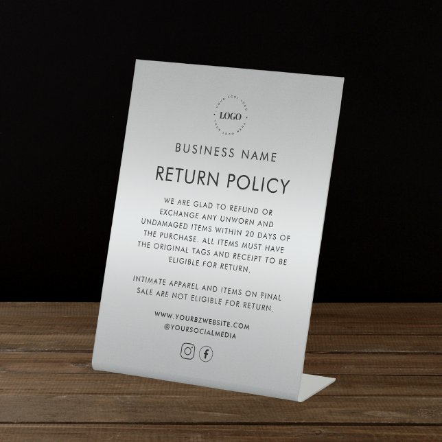 Signe De Table Politique de retour de votre magasin de vêtements  (Créateur téléchargé)