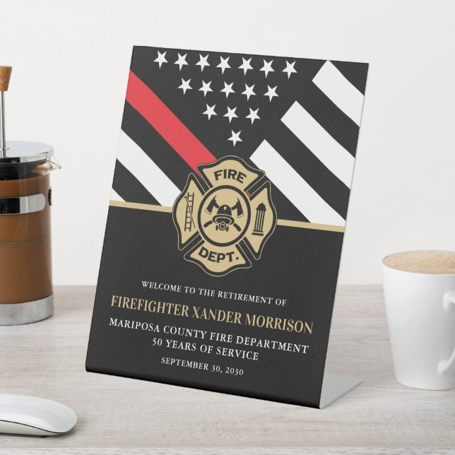Signe De Table Pompier Service des incendies Parti de retraite (In SItu)