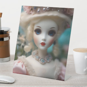 Signe De Table Poupée Vintage bleue,