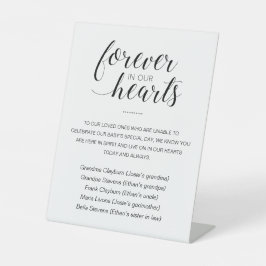 Signe De Table Pour toujours dans nos coeurs Noms Baby shower com