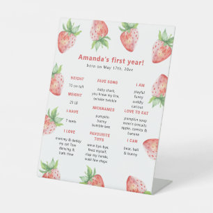 Signe De Table Premier anniversaire fraise, étape importante d'an