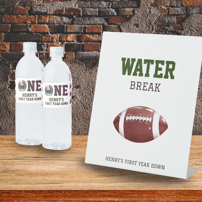Signe De Table Première année de rupture d'eau Football Anniversa (Water break - First year down football birthday)