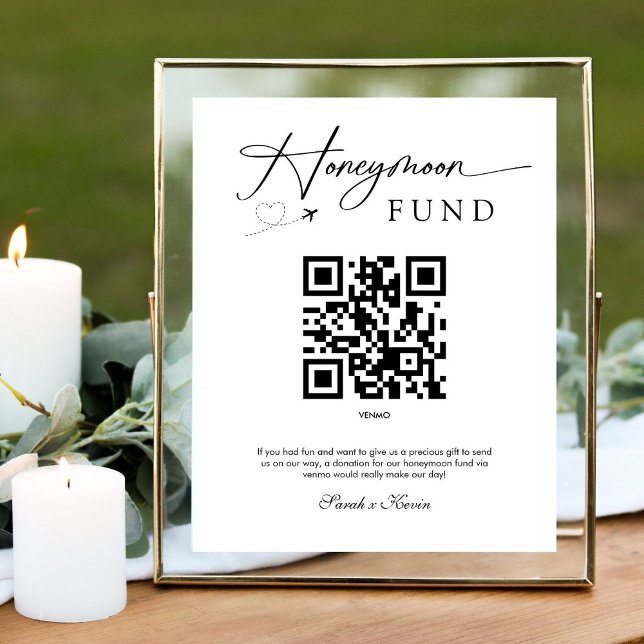 Signe De Table Premium Modern Honmoon Fund QR Code Mariage (Créateur téléchargé)