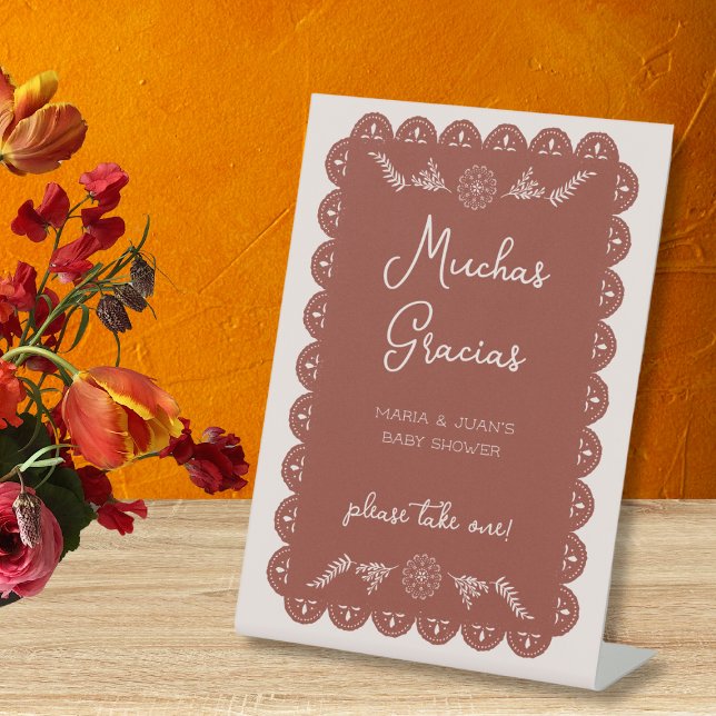 Signe De Table Prenez Un Baby shower De Merci Gracias (Please Take One Gracias Thank You Baby Shower Pedestal Sign)
