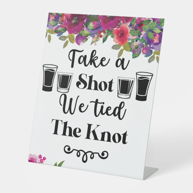 Signe De Table Prenez une balle Nous avons lié le Mariage floral  (Recto)